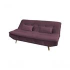 Sofá Cama Reclinável Pés De Madeira Antonella - Veludo Rose