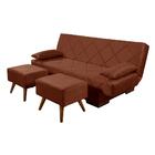 Sofá Cama Reclinável Prisma 3 Lugares 2 Banquetas Almofadas