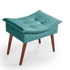 Sofá Cama Reclinável Santorini Com Puff Veludo Moderno Azul T