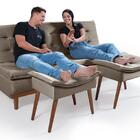 Sofá Cama Reclinável Santorini Com Puff Veludo Moderno Capucc