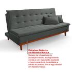 Sofá Cama Reclinável Santorini Com Puff Veludo Moderno Cinza