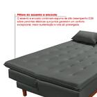 Sofá Cama Reclinável Santorini Com Puff Veludo Moderno Cinza