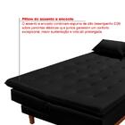 Sofá Cama Reclinável Santorini Com Puff Veludo Moderno Preto
