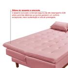 Sofá Cama Reclinável Santorini Com Puff Veludo Moderno Rosa