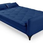 Sofá Cama Reclinável Yara 3 Lugares 2,08m Suede Azul Marinho