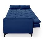 Sofá Cama Reclinável Yara 3 Lugares 2,08m Suede Azul Marinho