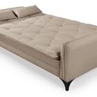 Sofá Cama Reclinável Yara 3 Lugares 2,08m Suede Bege Premium