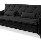 Sofá Cama Reclinável Yara 3 Lugares 2,08m Suede Preto Premium