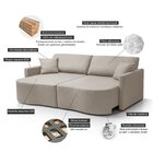Sofá Cama Retrátil 2 Lugares 184 Cm Moscow Bege