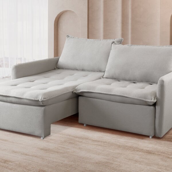 Sofá Cama Retrátil 2 Lugares 200cm Califórnia Cinza Claro