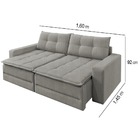 Sofá Cama Retrátil 2 Lugares Linho Cinza 1,60 Max