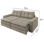 Sofá Cama Retrátil 2 Lugares Veludo Cru 1,60 Max