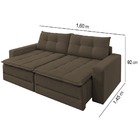 Sofá Cama Retrátil 2 Lugares Veludo Marrom 1,60 Max