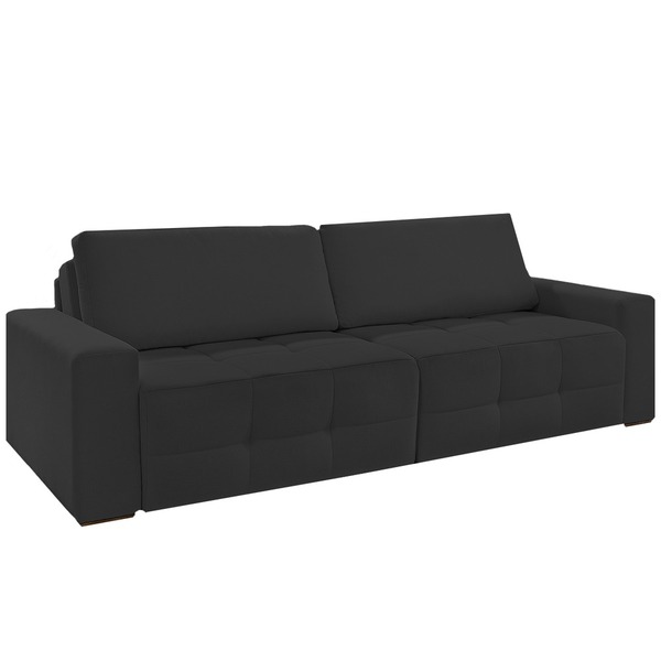 Sofá Cama Retrátil 2 Lugares Veludo Preto 1,60 Haw