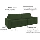 Sofá Cama Retrátil 2 Lugares Veludo Verde 1,60 Haw
