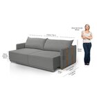 Sofá Cama Retrátil 3 Lugares 174cm Unique Cinza Médio