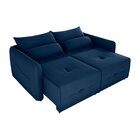 Sofá Cama Retrátil 3 Lugares 205cm Veludo Celine Azul