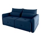 Sofá Cama Retrátil 3 Lugares 205cm Veludo Celine Azul