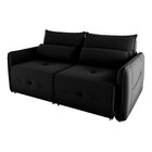 Sofá Cama Retrátil 3 Lugares 205cm Veludo Celine Preto
