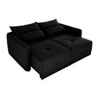 Sofá Cama Retrátil 3 Lugares 205cm Veludo Celine Preto