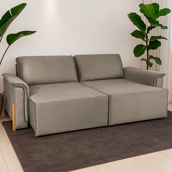 Sofá Cama Retrátil 3 Lugares Atlanta Platinum Bege