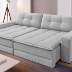 Sofá Cama Retrátil 3 Lugares Linho Cinza Claro 2m Max