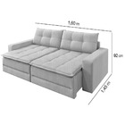 Sofá Cama Retrátil 3 Lugares Linho Cinza Claro 2m Max