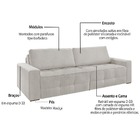 Sofá Cama Retrátil 3 Lugares Linho Cru 2m Haw