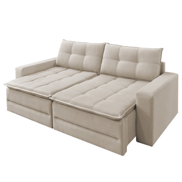 Sofá Cama Retrátil 3 Lugares Linho Cru 2m Max
