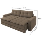Sofá Cama Retrátil 3 Lugares Linho Marrom Capuccino 2m Max