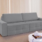 Sofá Cama Retrátil 3 Lugares Veludo Cinza 2m Haw