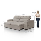 Sofá Cama Retrátil Arizona Para Sala De Estar 182 Cm 3 Lugare