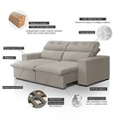 Sofá Cama Retrátil Arizona Para Sala De Estar 182 Cm 3 Lugare