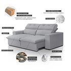 Sofá Cama Retrátil Arizona Para Sala De Estar 182 Cm 3 Lugare