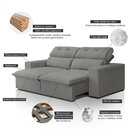 Sofá Cama Retrátil Arizona Para Sala De Estar 182 Cm 3 Lugare