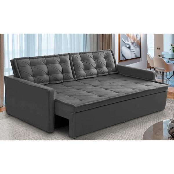 Sofá Cama Retrátil E Reclinável 1,90m Com Molas Luara Suede C