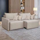 Sofá Cama Retrátil E Reclinável 180cm Júlia Yescasa Veludo/be