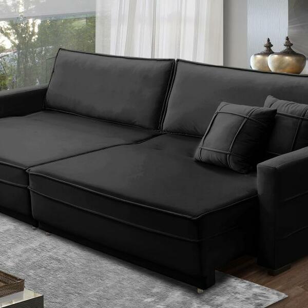 Sofá Cama Retrátil E Reclinável 2,10m Com Molas Cancún Veludo