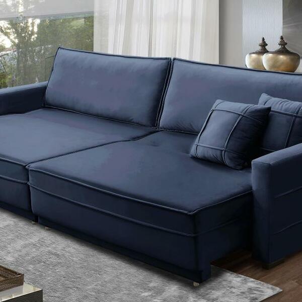 Sofá Cama Retrátil E Reclinável 2,10m Com Molas Cancún Veludo