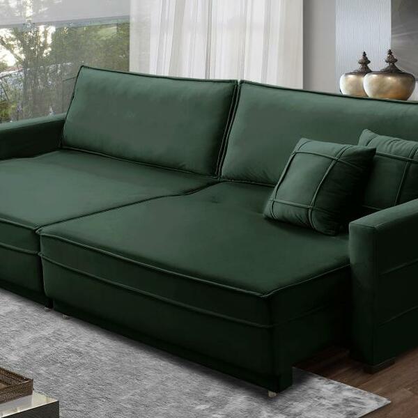 Sofá Cama Retrátil E Reclinável 2,10m Com Molas Cancún Veludo