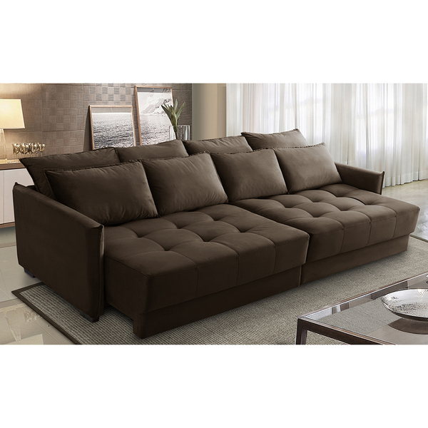 Sofá Cama Retrátil E Reclinável 2,30m Com Molas Carol Veludo