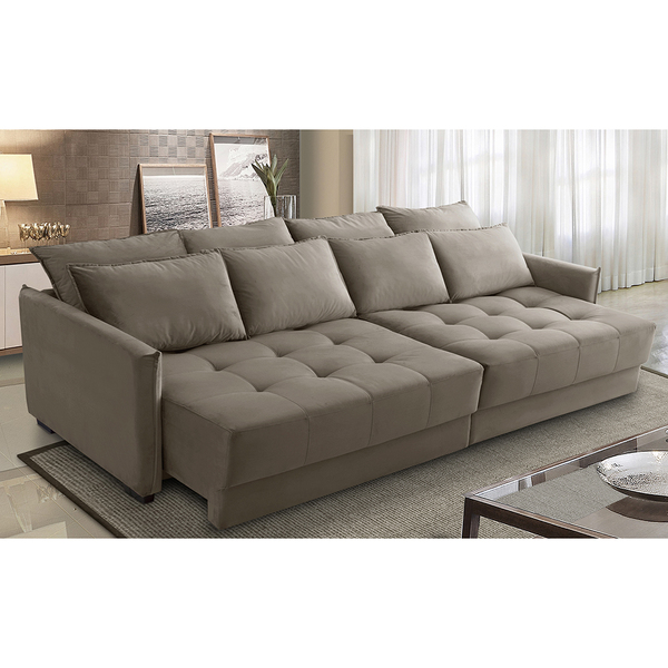 Sofá Cama Retrátil E Reclinável 2,30m Com Molas Carol Veludo