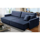 Sofá Cama Retrátil E Reclinável 2,30m Com Molas Karen Veludo