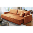 Sofá Cama Retrátil E Reclinável 2,50m Com Molas Karen Veludo