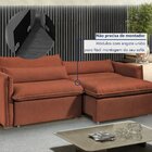 Sofá Cama Retrátil E Reclinável 200cm Aurora Boucle Terracota