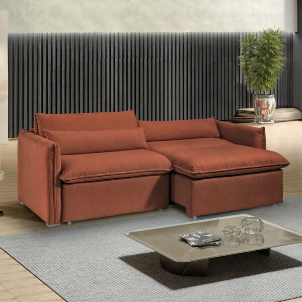 Sofá Cama Retrátil E Reclinável 200cm Aurora Boucle Terracota