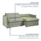Sofá Cama Retrátil E Reclinável 200cm Aurora Boucle Verde