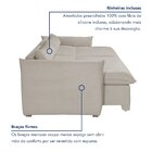 Sofá Cama Retrátil E Reclinável 200cm Aurora Veludo Bege Claro