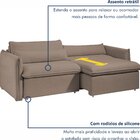 Sofá Cama Retrátil E Reclinável 200cm Aurora Veludo Bege Escu