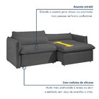 Sofá Cama Retrátil E Reclinável 200cm Aurora Veludo Cinza